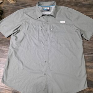 Magellan Outdoors Mens Gray Fishing Shirt Loose Fit Short Sleeve XL
